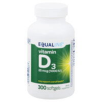 Equaline Vitamin D3, 25 mcg, Softgels, 300 Each