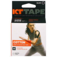 KT Tape Kinesiology Tape, Black, Cotton, 20 Each