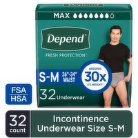 Depend Fresh Protection Incontinence Underwear for Men, Maximum Absorbency, 32 Each