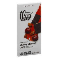 Theo Dark Chocolate, 70%, Organic, Cherry Almond, 3 Ounce