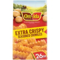 Ore-Ida Extra Crispy Seasoned Crinkles French Fries Fried Frozen Potatoes, 26 Ounce