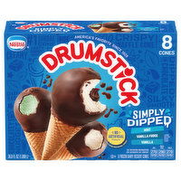 Drumstick Frozen Dairy Dessert Cones, Mint/Vanilla Fudge/Vanilla, Simply Dipped, 8 Each