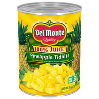 Del Monte 100% Juice Pineapple Tidbits, 20 Ounce