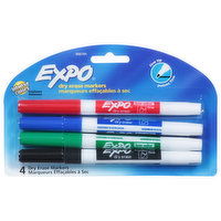 Expo Erase Markers, Dry, Intense Colors, Fine Tip, 4 Each