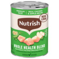 Nutrish Premium Pate Whole Health Blend Natural Adult Real Chicken & Apple Recipe Food for Dogs, 13 Ounce