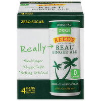 Reed's Zero Sugar Real Original Ginger Ale, 4 Each