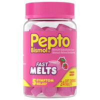 Pepto Bismol Stomach Reliever/Antidiarrheal, Chewable Tablets, Fresh Berry, 24 Each