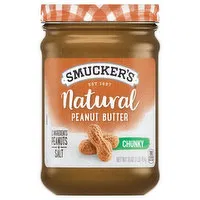 Smucker's Peanut Butter, Natural, Chunky, 16 Ounce