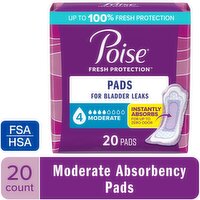 Poise Postpartum Incontinence Pads for Women Moderate Absorbency Feminine Pads, 20 Each
