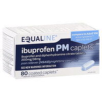 Equaline Ibuprofen, PM, Coated Caplets, 80 Each