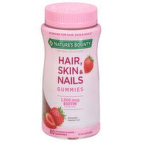 Nature's Bounty Gummies Strawberry Flavored 2500 mcg Hair Skin & Nails, 80 Each