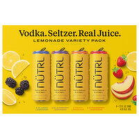 Nutrl Vodka Seltzer, Lemonade, Variety Pack, 8 Each