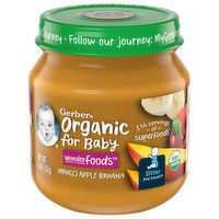 Gerber Organic for Baby Mango Apple Banana, Wonderfoods, Sitter 2nd Foods, 4 Ounce