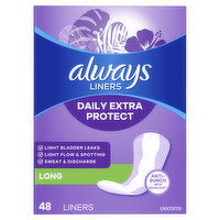 Always Daily Liners Always Daily Extra Protect Liners, Long Length, Unscented Panty Liners, 48 CT, 48 Each