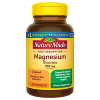 Nature Made Magnesium Glycinate, High Absorption, 200 mg, Capsules, 60 Each