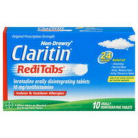 Claritin RediTabs Loratadine, Non-Drowsy, Original Prescription Strength, 10 mg, Orally Disintegrating Tablets, 10 Each