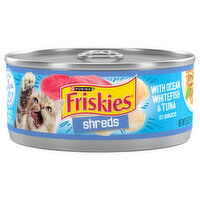 Friskies Cat Food, with Ocean White Fish & Tuna in Sauce, Shreds, Adult, 5.5 Ounce