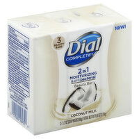 Dial Complete Beauty Bar, 2 in 1 Moisturizing & Antibacterial, Coconut Milk, 3 Each