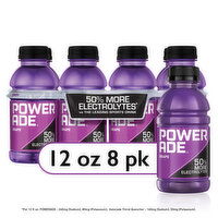 Powerade Sports Drink, Grape, 12 fl oz, 8 Each