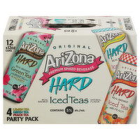 AriZona Spiked Beverage, Premium, Iced Teas, Original, Party Pack, 12 Each