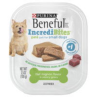 Beneful IncrediBites Small Pate Filet Mignon Flavor in Savory Gravy Dog Food, 3.5 Ounce