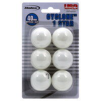 Halex Cyclone 1 Star Table Tennis Balls, 40 mm, 6 Each