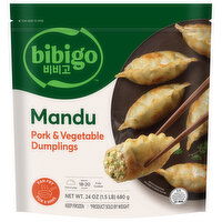 Bibigo Dumplings, Pork & Vegetable, Mandu, 24 Ounce