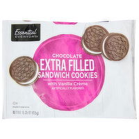 Essential Everyday Sandwich Cookies, with Vanilla Creme, Chocolate, Extra Filled, 15.35 Ounce