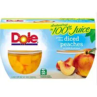 Dole Yellow Cling Diced Peaches in 100% Fruit Juice 4 pack, 4 Ounce