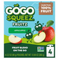 GoGo Squeez On The Go Apple Apple Fruit Blend, 4 Each