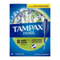 Tampax Pearl Tampax Pearl Tampons with LeakGuard Braid, Super, 18 Ct, 18 Each