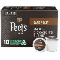 Peet's Coffee Major Dickason's Blend Dark Roast K-Cup Pods, 10 Each