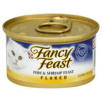 Fancy Feast Cat Food, Gourmet, Flaked, Fish & Shrimp Feast, 3 Ounce