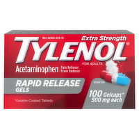 Tylenol Pain Reliever/Fever Reducer, Extra Strength, 500 mg, Rapid Release Gels, Gelcaps, 100 Each