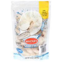 Wholey Shrimp, Tail-On, Deveined, Peeled, Raw, 16 Ounce