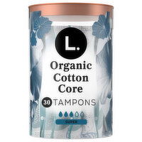 L. Organic Cotton Cotton Tampons Super Absorbency, 30 Each
