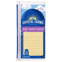 Crystal Farms Cheese Slices, Baby Swiss, 10 Each