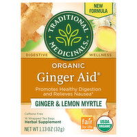 Traditional Medicinals Ginger Aid, Organic, Caffeine Free, Ginger & Lemon Myrtle, Tea Bags, 16 Each