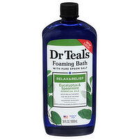 Dr Teal's Foaming Bath with Pure Epsom Salt, Relax & Relief with Eucalyptus & Spearmint, 34 Fluid ounce