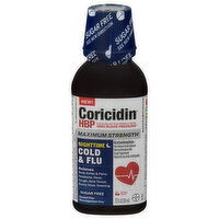 Coricidin HBP Cold & Flu, Nighttime, Maximum Strength, Cherry, 12 Fluid ounce