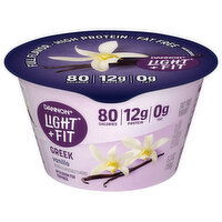 Dannon Light + Fit Yogurt, Fat Free, Greek, Vanilla, 5.3 Ounce