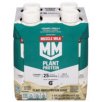 Muscle Milk Protein Shake, Plant-Based, Caramel Vanilla, 4 Each