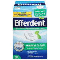 Efferdent Plus Denture & Retainer Cleanser, Anti-Bacterial, Fresh & Clean, Tablets, Value Size, 126 Each