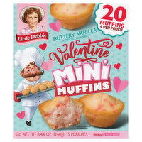 Little Debbie Muffins, Buttery Vanilla, Valentine, Mini, 5 Each