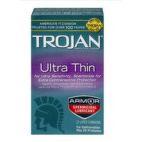 Trojan  Sensitive Condoms Ultra Thin Spermicidal, 12 Each