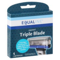 Equaline EasyFit Cartridges, Triple Blade, 4 Each