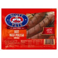 Scott Pete Beef Polish Sausage, Hot, 20 Ounce