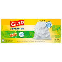 Glad ForceFlex 13 Gallon Tall Kitchen Gain Original Scent Drawstring Bags, 22 Each