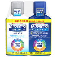 Mucinex Fast-Max Cold & Flu Pack, Day & Night, Maximum Strength, 2 Each