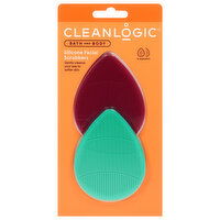 Cleanlogic Bath and Body Facial Scrubbers, Silicone, 2 Each